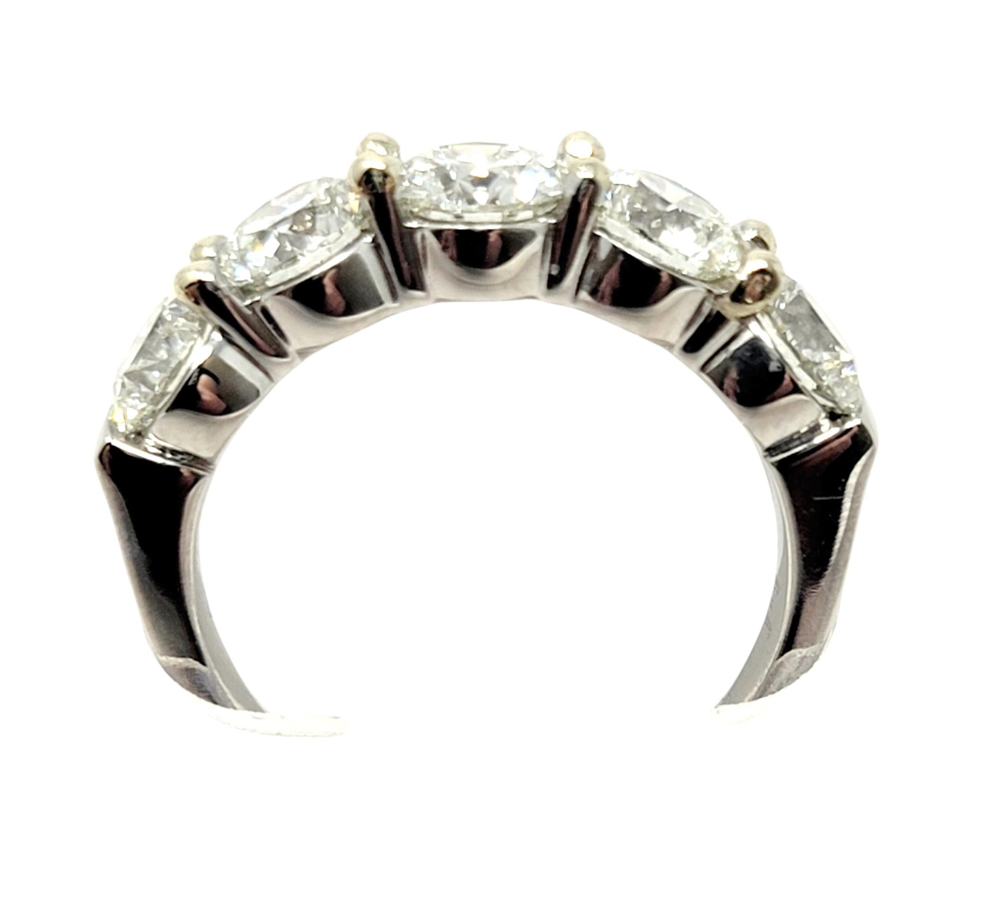 3.00 Carats Total 5 Round Diamond Semi-Eternity Band Ring in Platinum and Gold For Sale 2