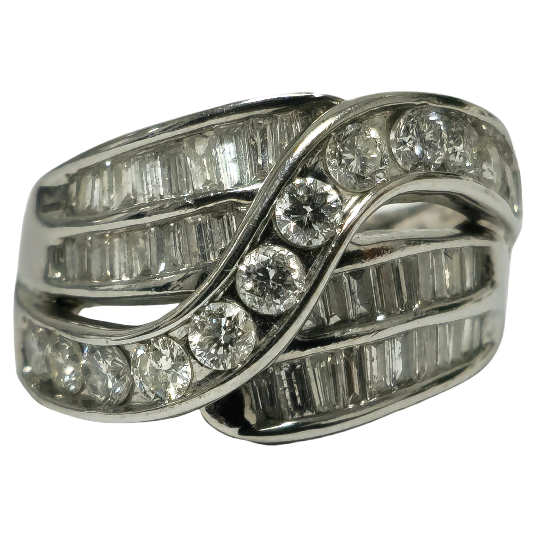 3.00 CT Brilliant Cut Diamond & 14K White Gold Ring For Sale