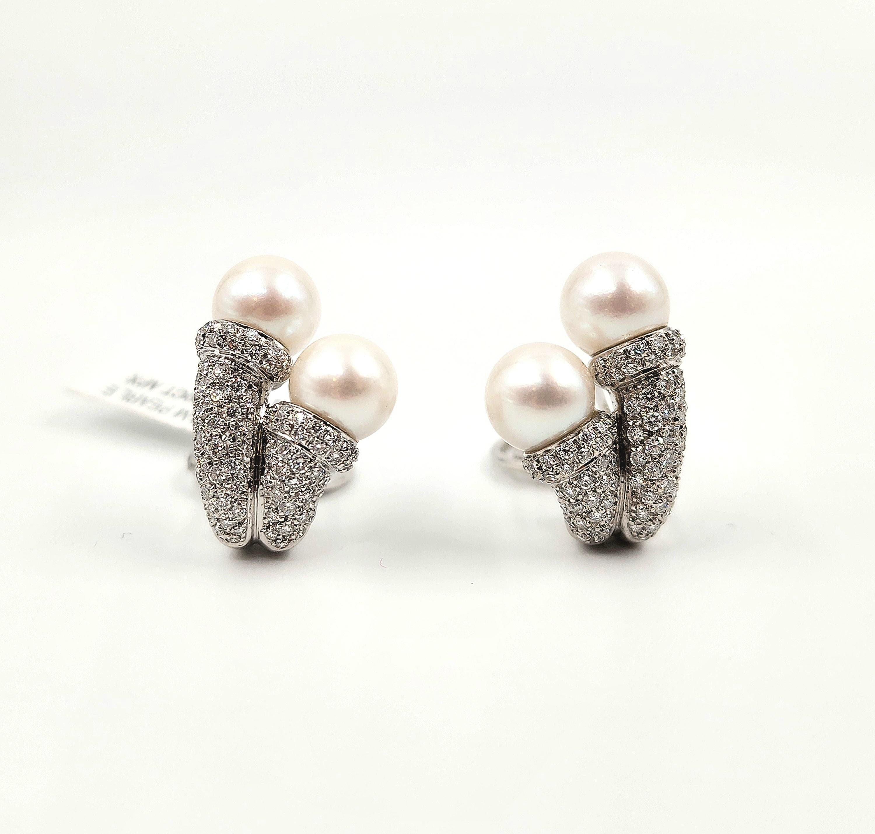 3,00 Karat Diamant-Perlen-Ohrringe im Angebot 4