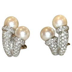 3,00 Karat Diamant-Perlen-Ohrringe