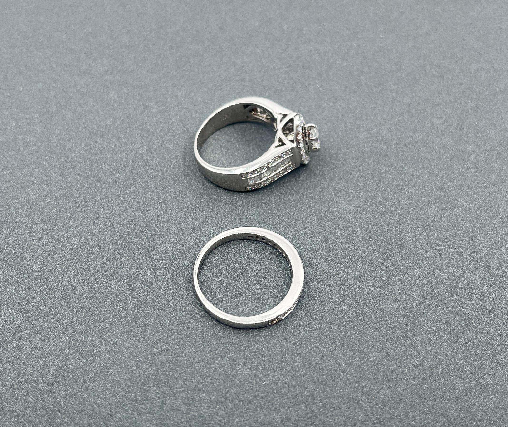 Mixed Cut 3.00 ct Diamond Ring Engagement Set For Sale