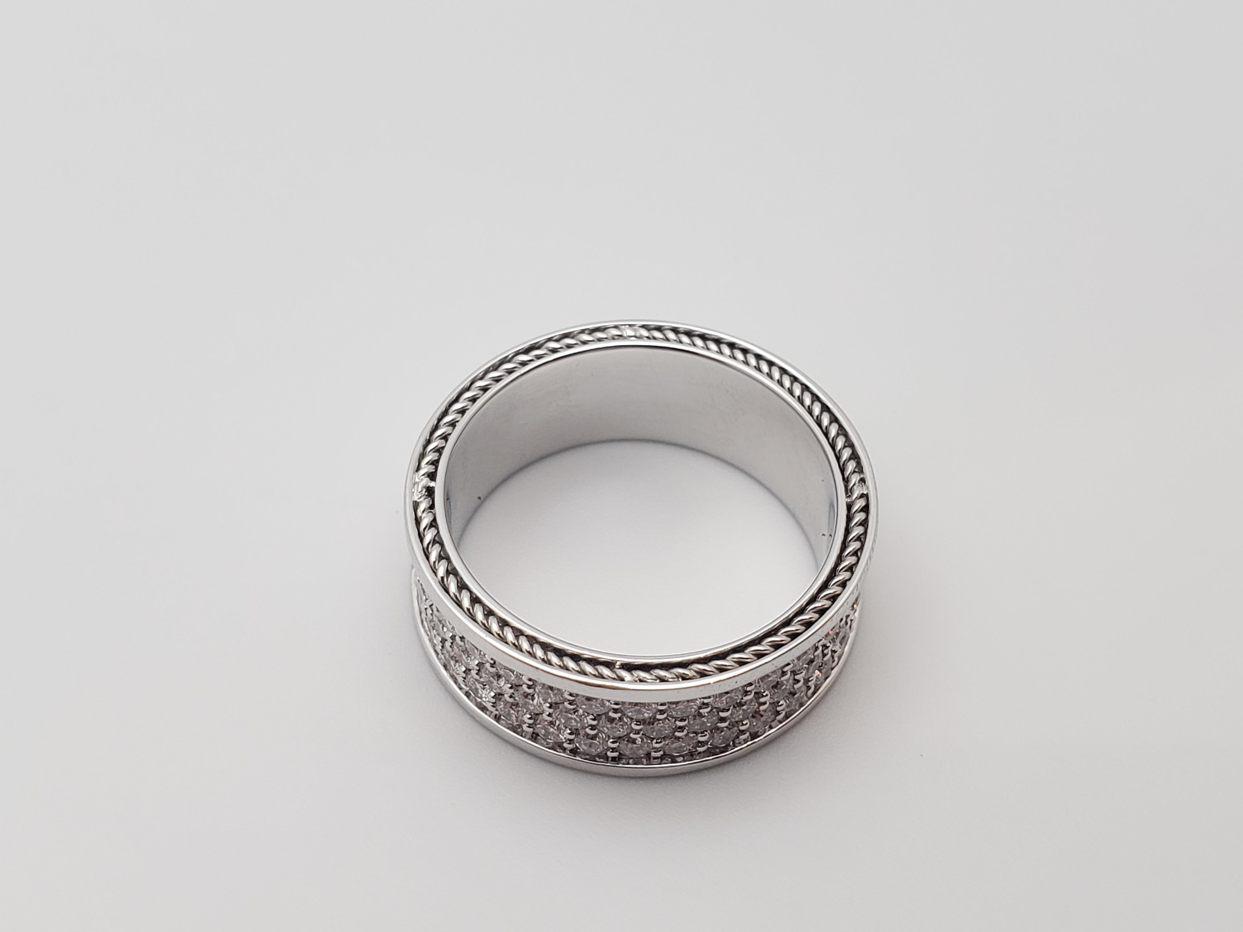 Taglio rotondo Anello a fascia per l'eternità con diamante naturale da 3,00 CT in oro bianco 18 carati in vendita