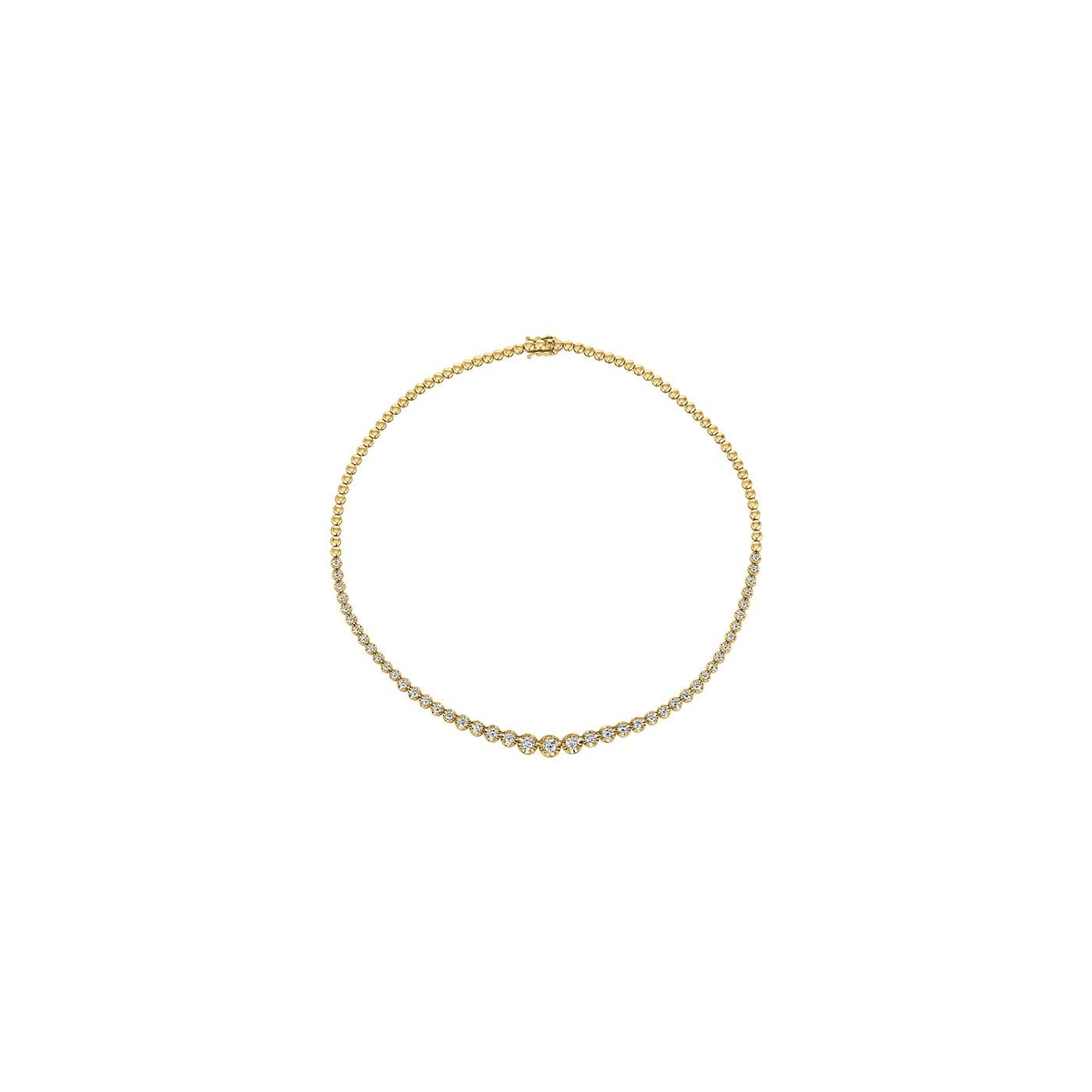 Round Cut 3.00 CT Natural Diamond Choker Graduating Necklace G SI 14K White Gold 16'' For Sale