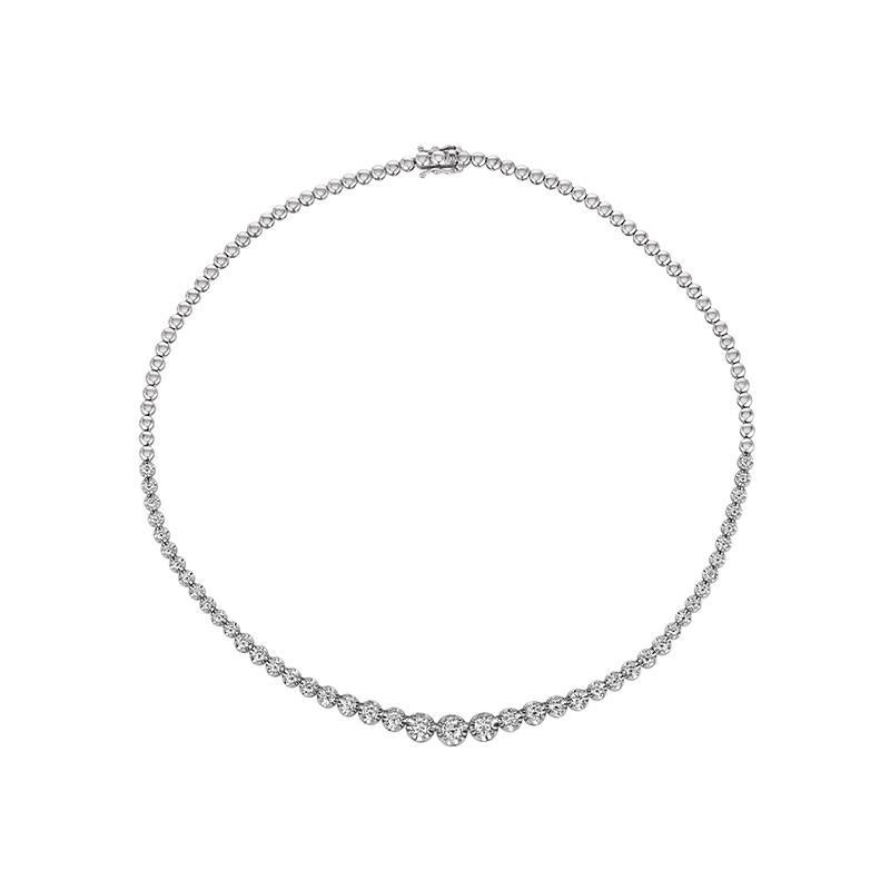 3.00 CT Natural Diamond Choker Graduating Necklace G SI 14K White Gold 16'' For Sale 1