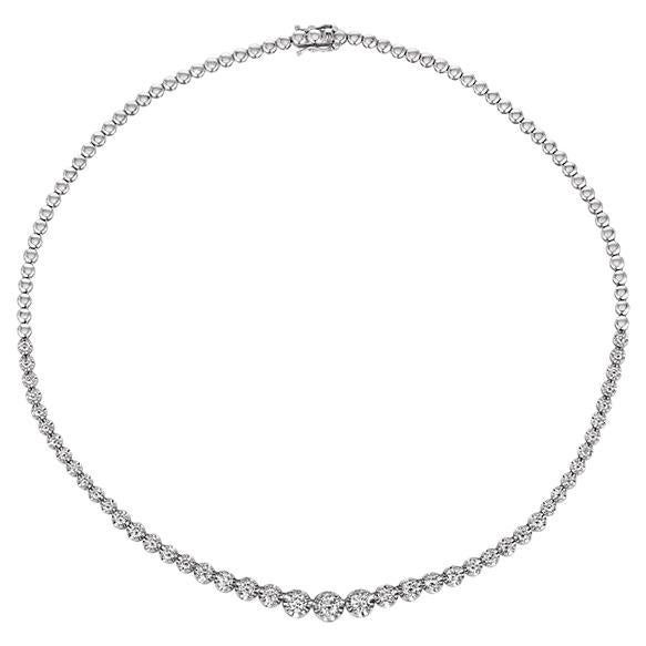 3.00 CT Natural Diamond Choker Graduating Necklace G SI 14K White Gold 16'' For Sale