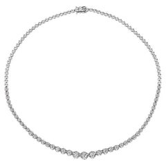 3.00 CT Natural Diamond Choker Graduating Necklace G SI 14K White Gold 16''