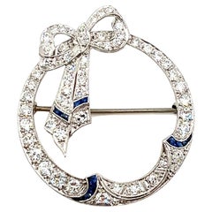 3.00 ct Natural Sapphire & Diamond Brooch