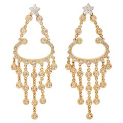 3.00 CTW Diamond 18 Karat Rose Gold Chandelier Fringe Floral Drop Earrings