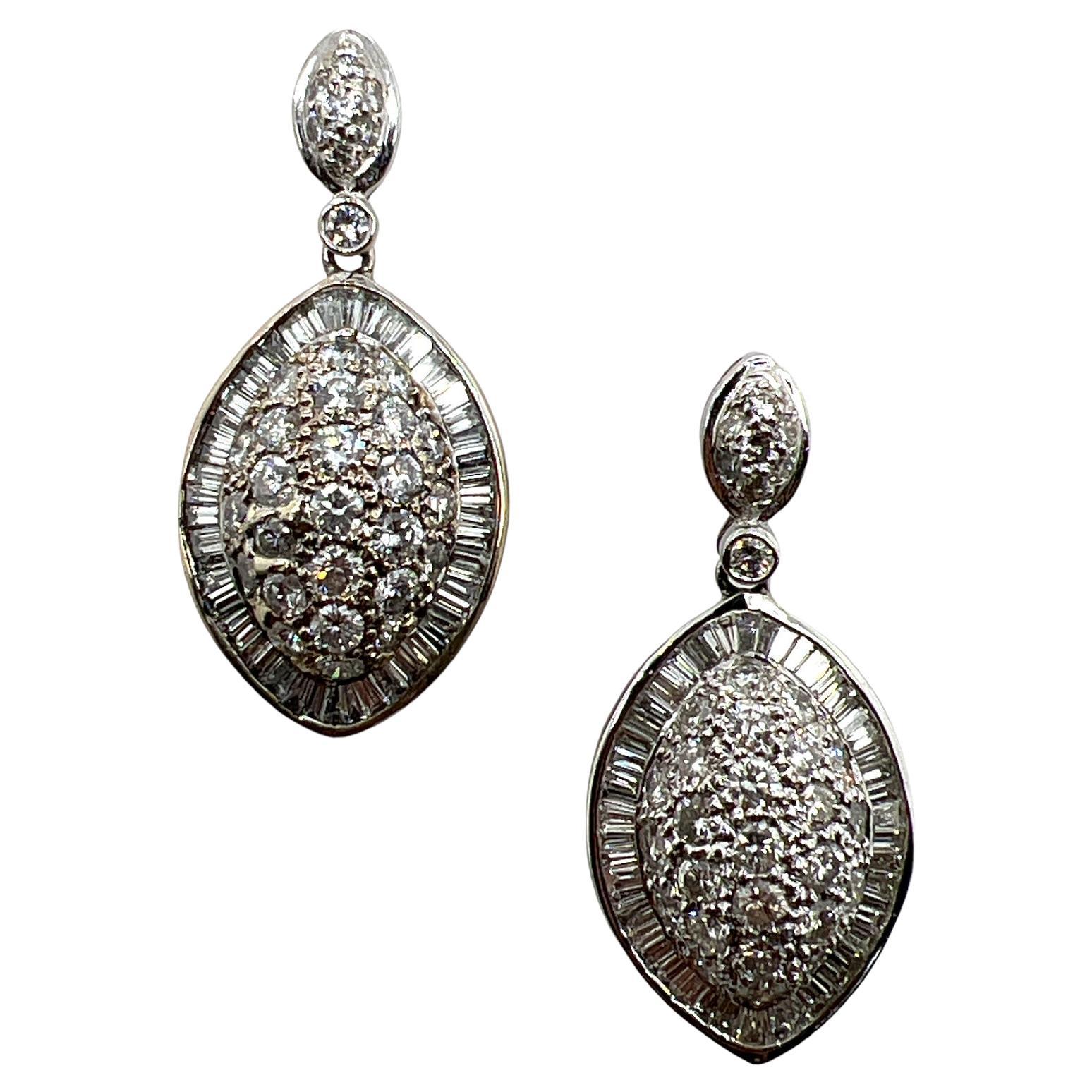 Cabochon Emerald Diamond 18 Karat White Gold Drop Dangle Earrings at ...