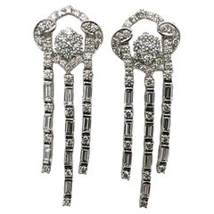 3.00 CTW Diamond 18 Karat White Gold Waterfall Drop Earrings Lever-Backs