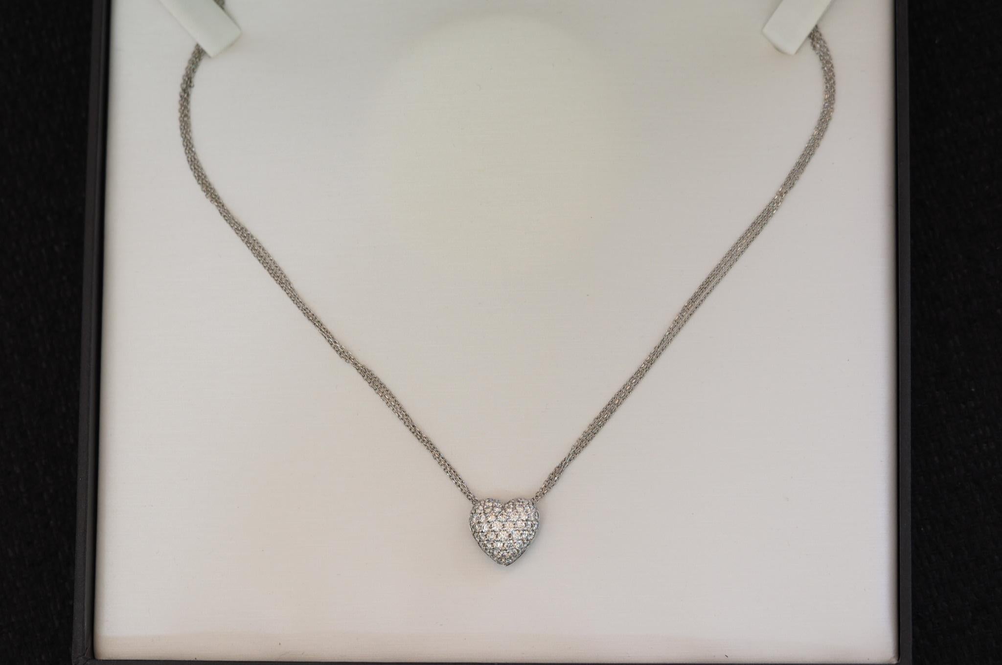 Round Cut 3.00 Carat Diamond Heart Platinum Necklace