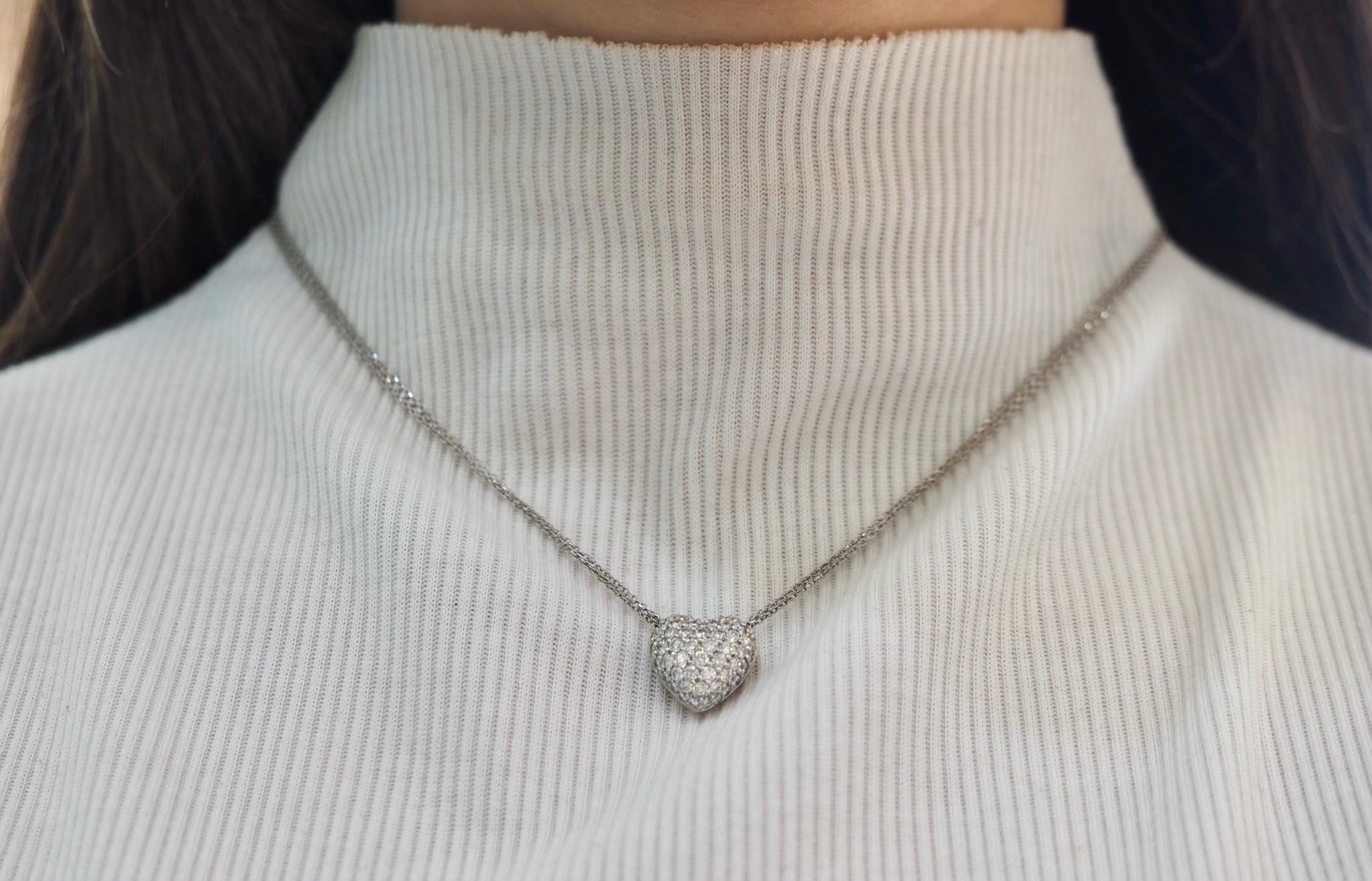 Women's or Men's 3.00 Carat Diamond Heart Platinum Necklace