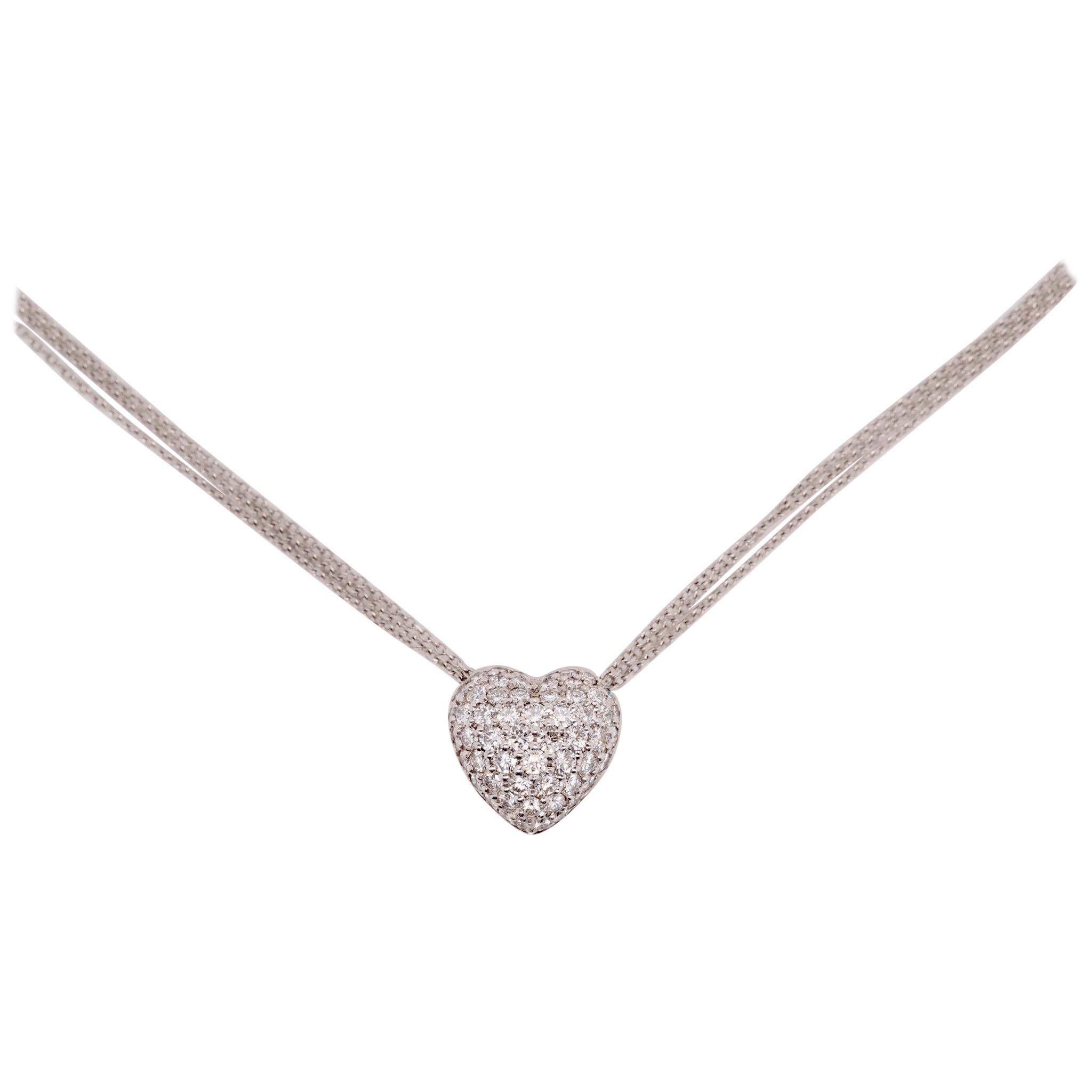 3.00 Carat Diamond Heart Platinum Necklace