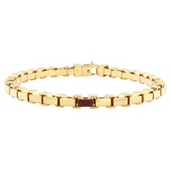 300 grammes Collier à maillons en or massif 18k fait main avec rubis baguette