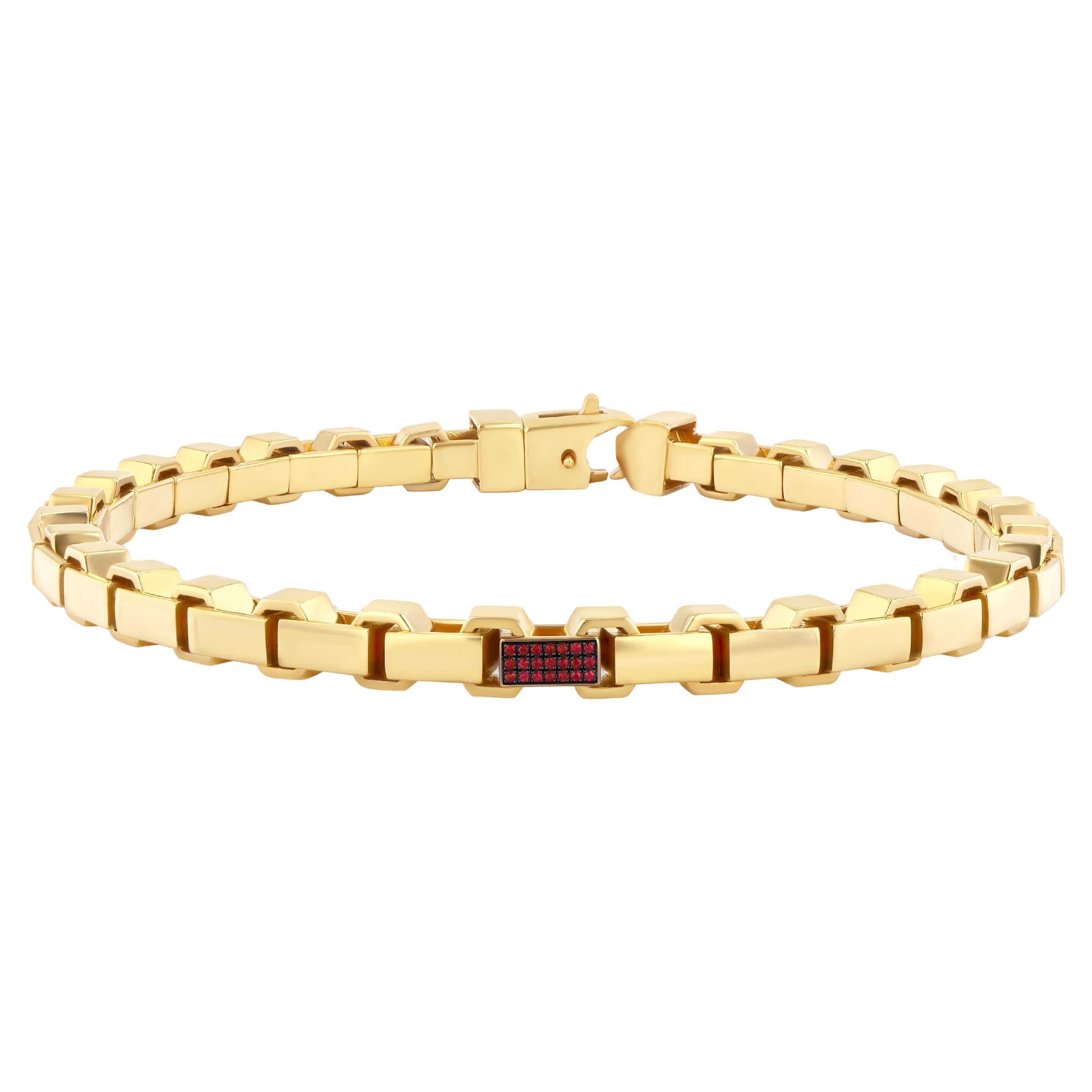 300 grammi di oro massiccio 18k Collana a catena personalizzata fatta a mano A Link con rubini in vendita