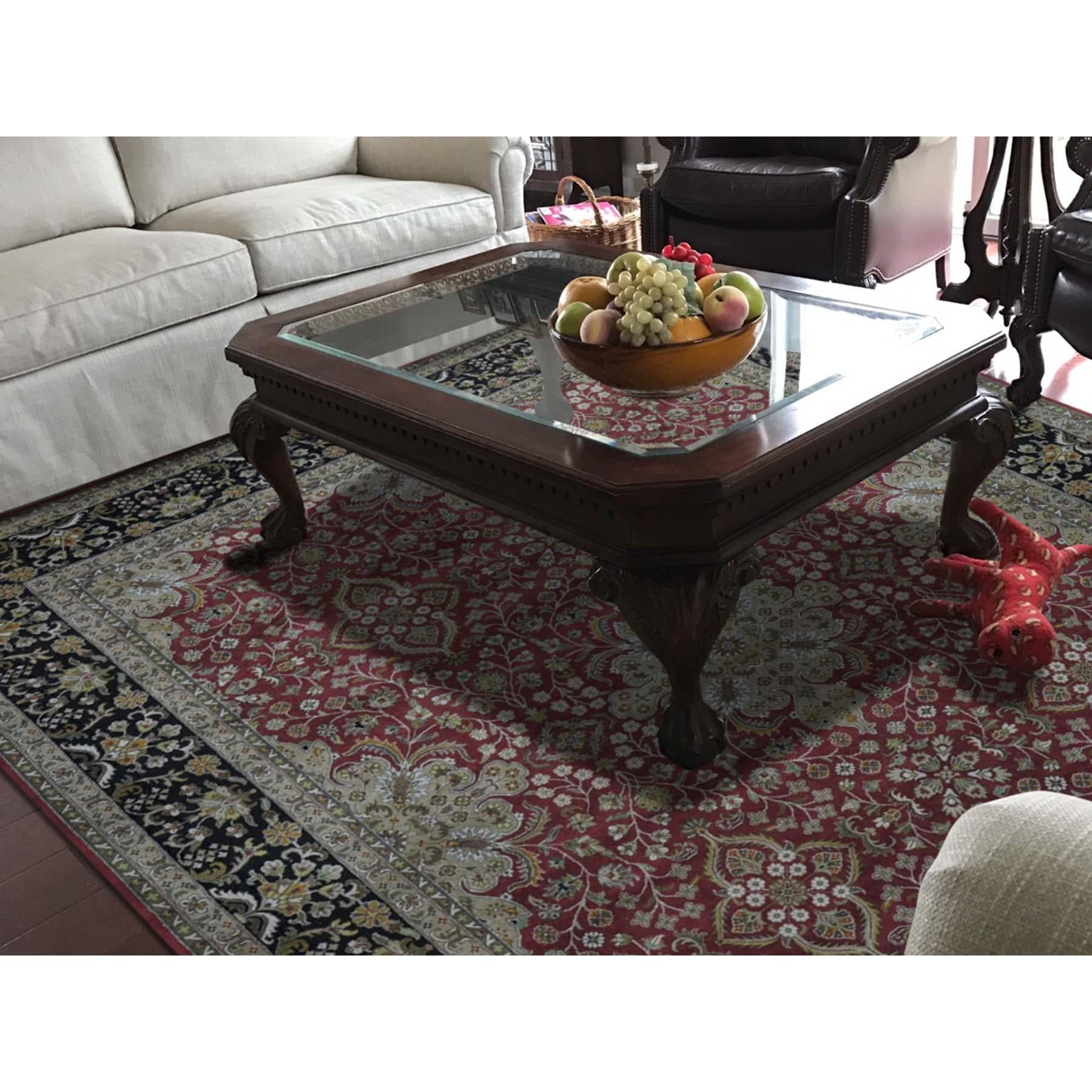 This is a truly genuine one-of-a-kind 300 Kpsi Kashan revival New Zealand wool hand knotted oriental rug. It has been knotted for months and months in the centuries-old Persian weaving craftsmanship techniques by expert artisans. Measures: 8'0
