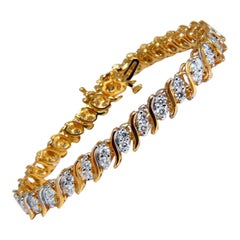 3.00 Natural Diamonds S Link Tennis Bracelet 14kt*