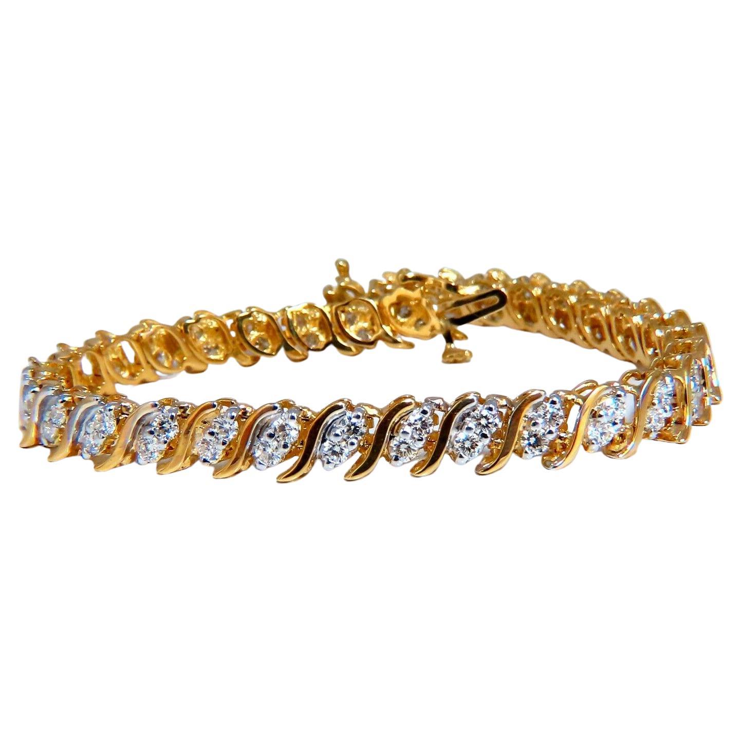 3.00 Diamants Naturels A Link Bracelet Tennis 14kt en vente