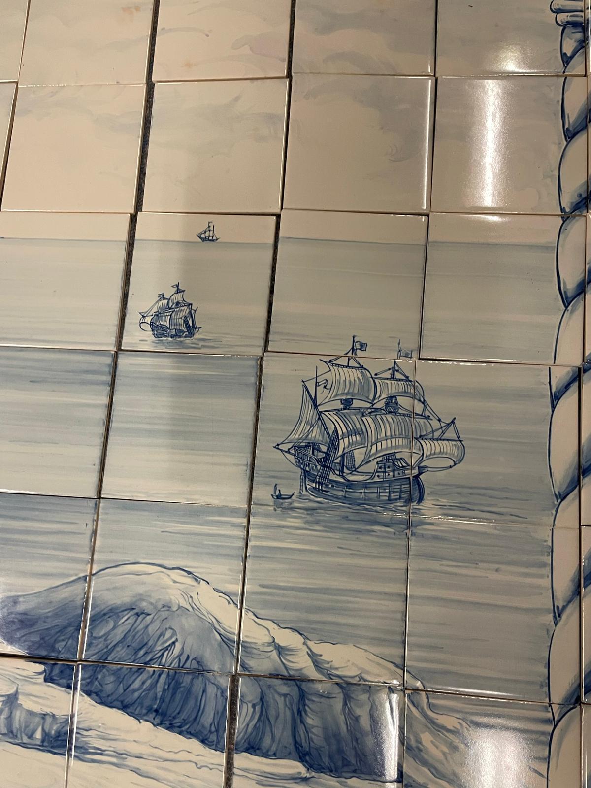 300 Portuguese Azulejos tiles / Henry the navigator / by Jorge Cardoso / Ceramic Constancia 1996 signed. Hand crafted panel.