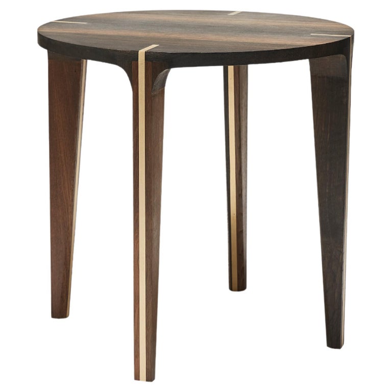 30005000 YearOld Solid Black BogOak Side Table, with Solid Brass