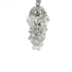 30.00 Carat Diamond Briolette Earrings in 18 Karat White Gold