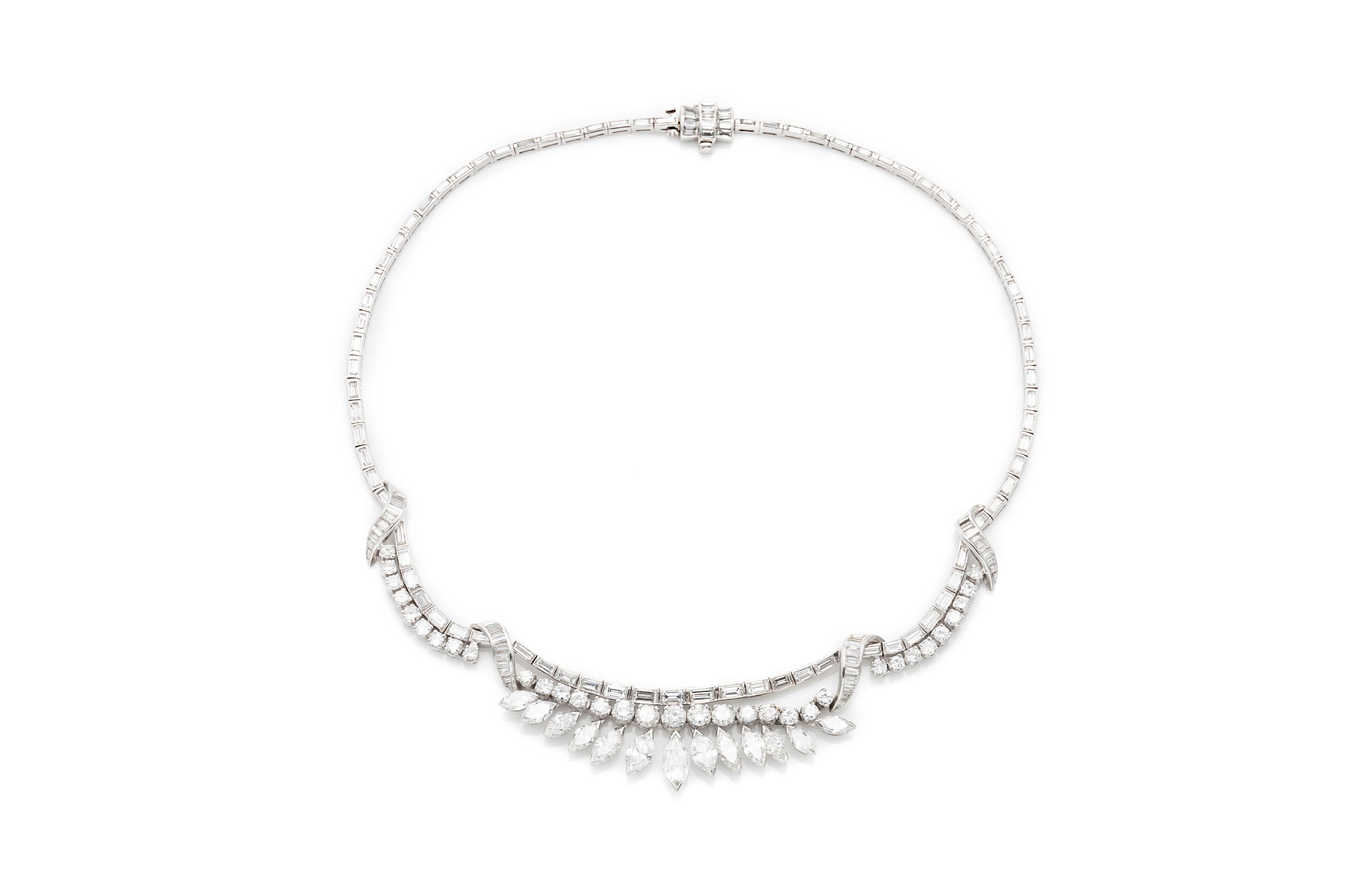 30,00 Karat Diamant-Halskette mit Multi-Cut-Diamant (Nachkriegszeit) im Angebot