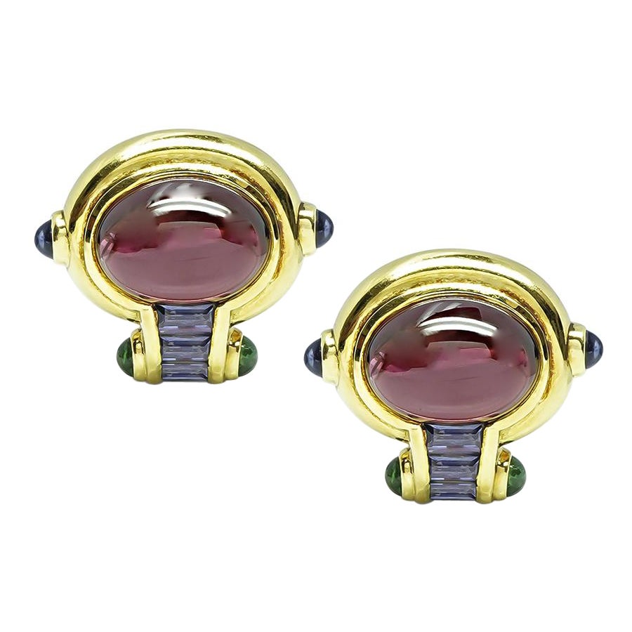 Orecchini in oro con tormalina rosa e lolite 30.00ct