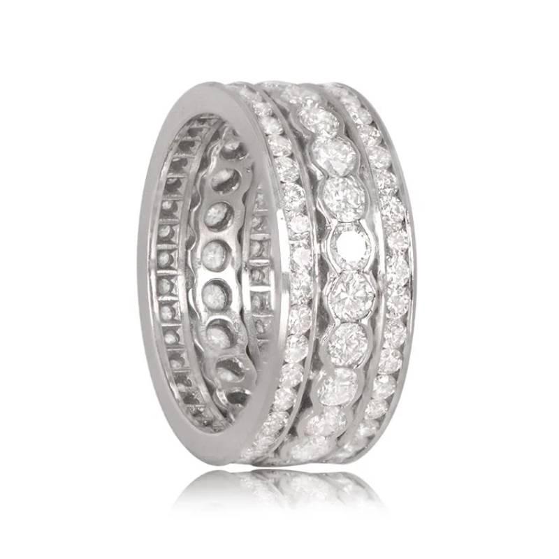 Art Deco 3.00ct Brilliant Cut Diamond Band Ring, H Color, Platinum For Sale