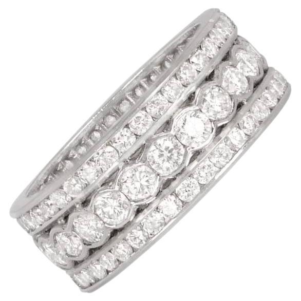 3.00ct Brilliant Cut Diamond Band Ring, H Color, Platinum For Sale