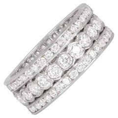 3.00ct Brilliant Cut Diamond Band Ring, H Color, Platinum