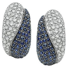 3.00ct Diamond 3.90ct Sapphire 18k White Gold Earrings