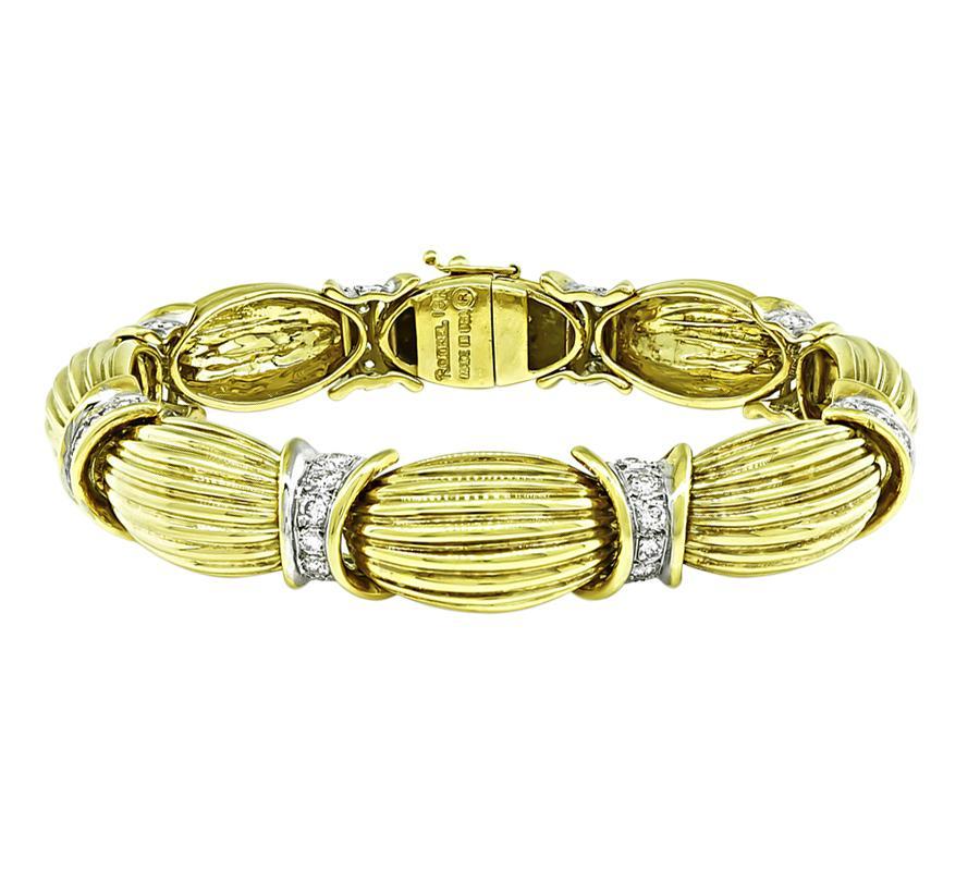 Round Cut 3.00ct Diamond Gold Bracelet