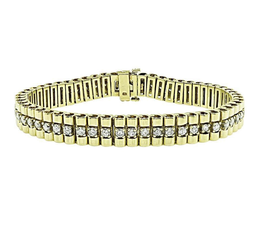 Round Cut 3.00ct Diamond Gold Bracelet