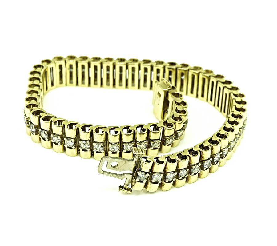 3.00ct Diamond Gold Bracelet In Good Condition In New York, NY