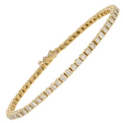 Round Brilliant Cut Diamond Line Bracelet in 18ct Yellow Gold 3.00 Carat 