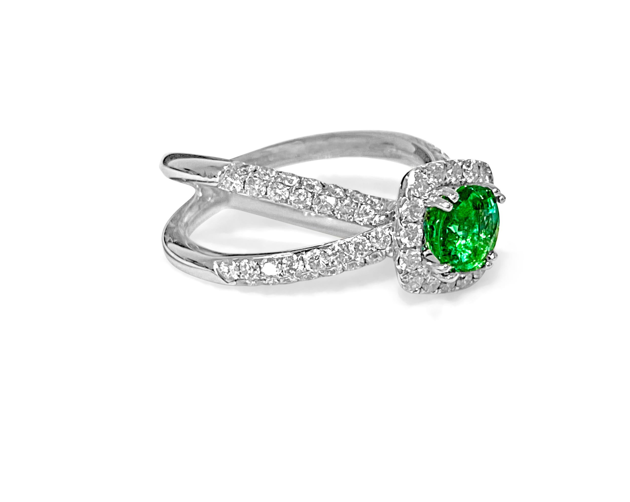 Brilliant Cut 3.00ct Diamond Natural Emerald Ring 18K Gold For Sale