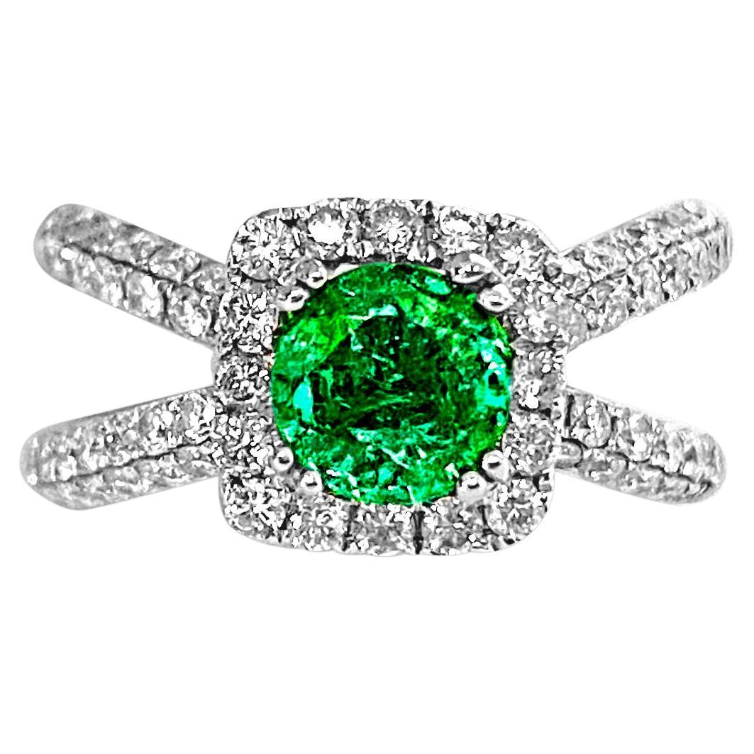 3.00ct Diamond Natural Emerald Ring 18K Gold For Sale