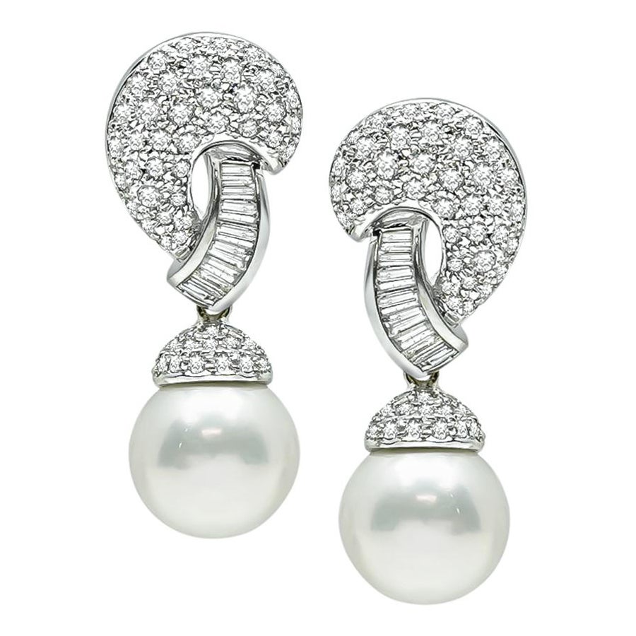 Orecchini di perle con diamanti da 3,00ct