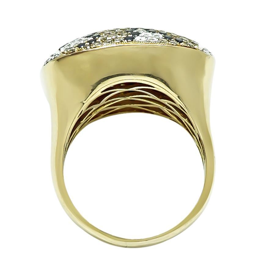 Anello con diamanti bianchi e neri 3,00ct Fancy Yellow In condizioni buone in vendita a New York, NY