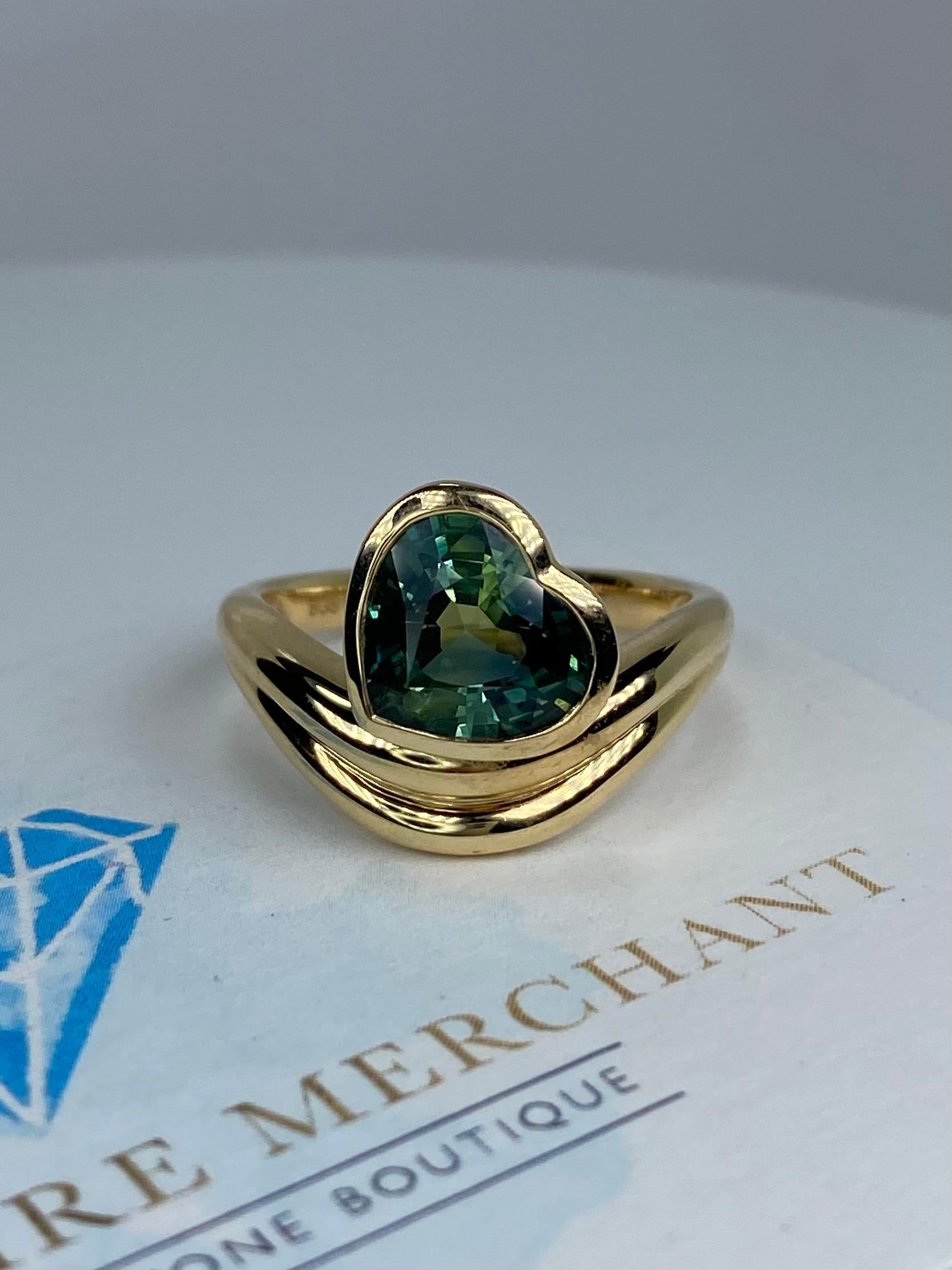 Heart Cut 3.00ct Heart Shape Teal Sapphire Ring For Sale