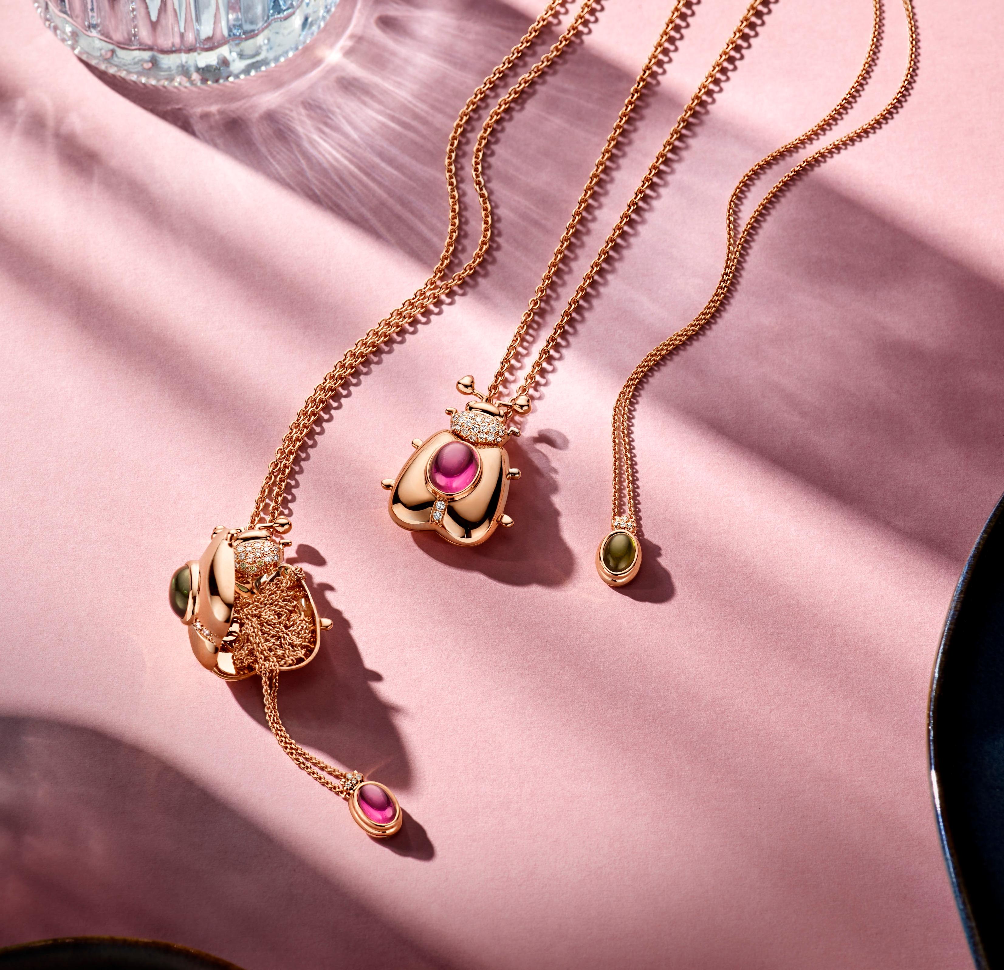 Collier pendentif médaillon en or rose avec grenat mandarin de 3,00 carats et diamants Neuf - En vente à GENT, BE