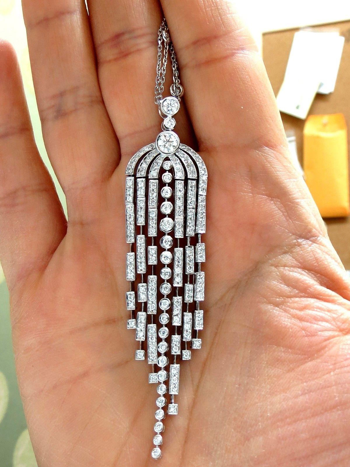 3.00CT Natural Diamonds Dangling Very Long Chandelier Pendant Station Necklace 2