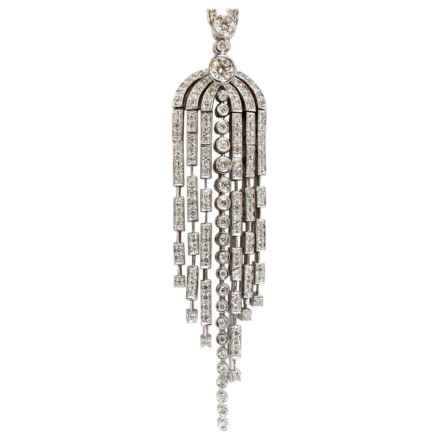 3.00CT Natural Diamonds Dangling Very Long Chandelier Pendant Station Necklace