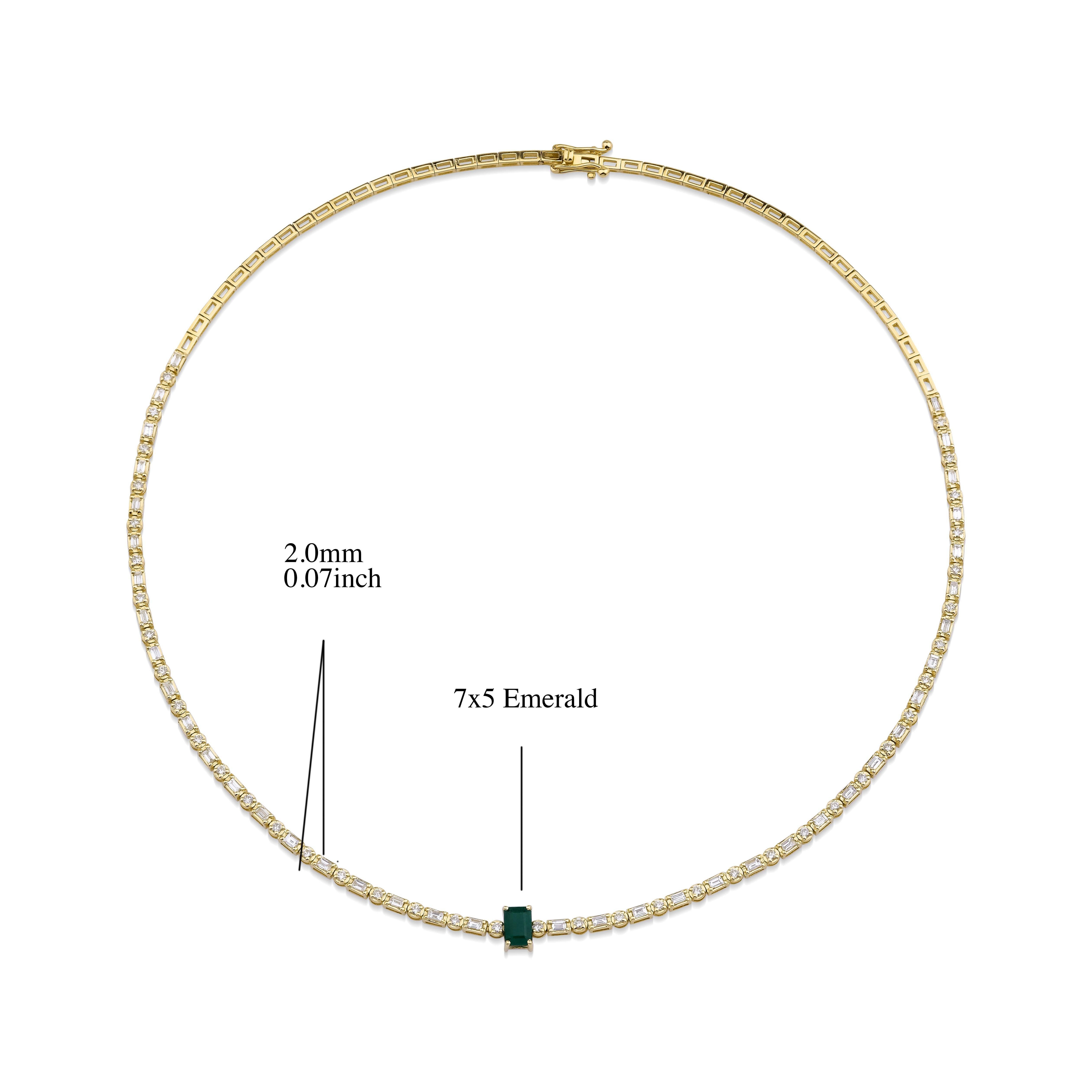 Women's 3.00ct Natural Emerald And Natural Diamond  18kt Solid Gold Necklace  For Sale