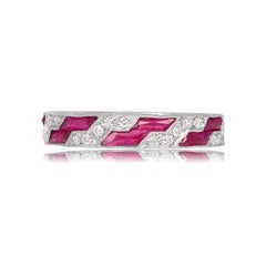3.00ct Natural Ruby & 0.30ct Diamond Wedding Band, Platinum