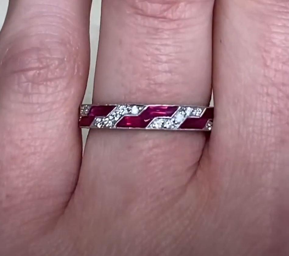 3.00ct Natural Ruby & 0.30ct Diamond Wedding Band, Platinum In Excellent Condition For Sale In New York, NY