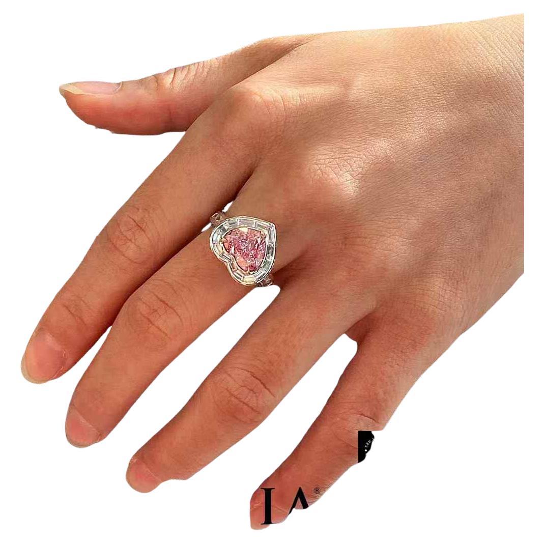 For Sale:  3.00ct Pink Heart-Shaped Diamond Ring – GIA Certified 6