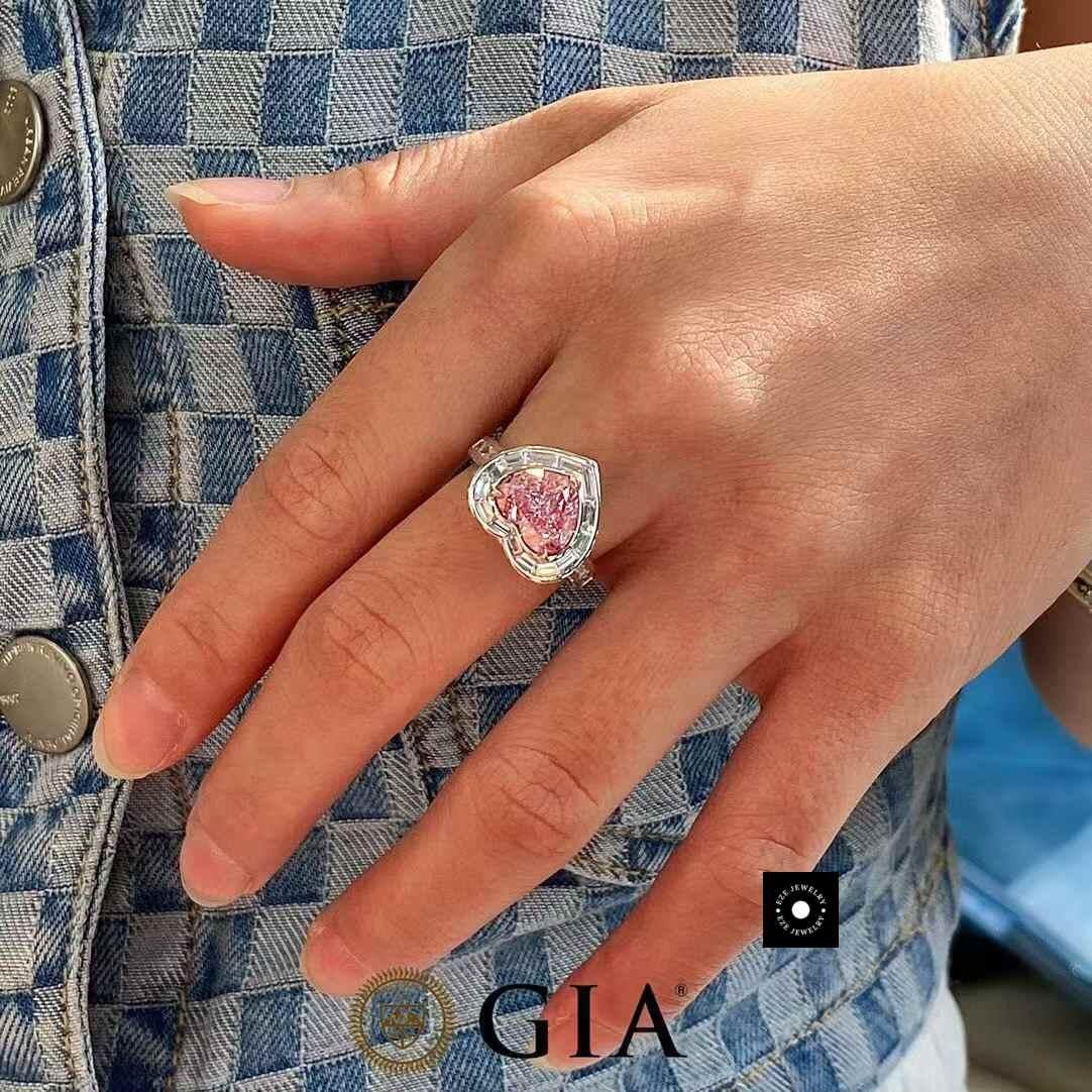 For Sale:  3.00ct Pink Heart-Shaped Diamond Ring – GIA Certified 8
