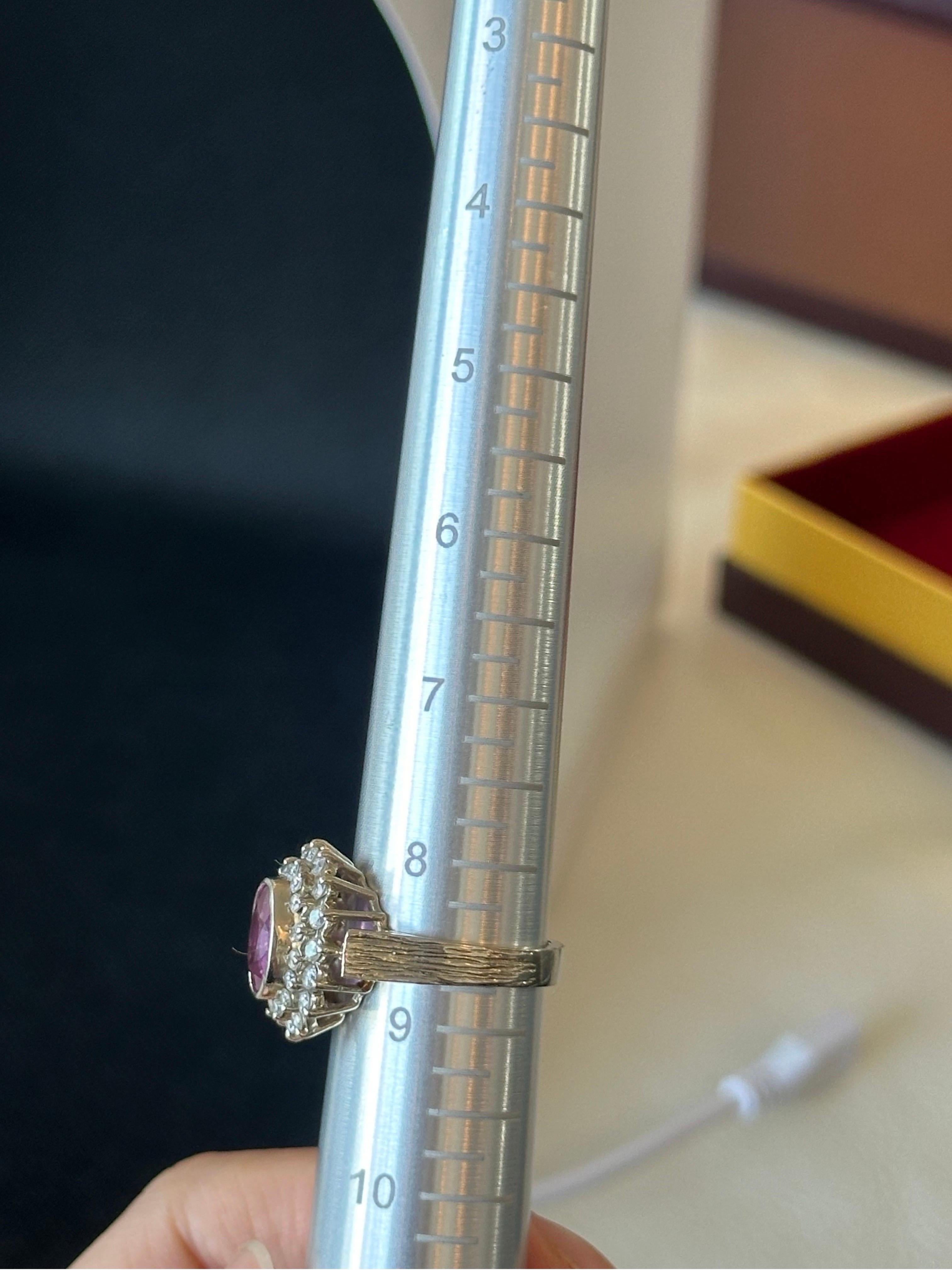 Women's 3.00ct Pink Sapphire and 0.75ctw Natural Diamond 18K White Gold Ring For Sale