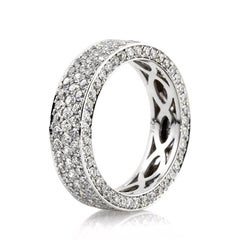 Bracelet éternité en or blanc 18 carats, diamant rond de 3,00ct à taille brillante